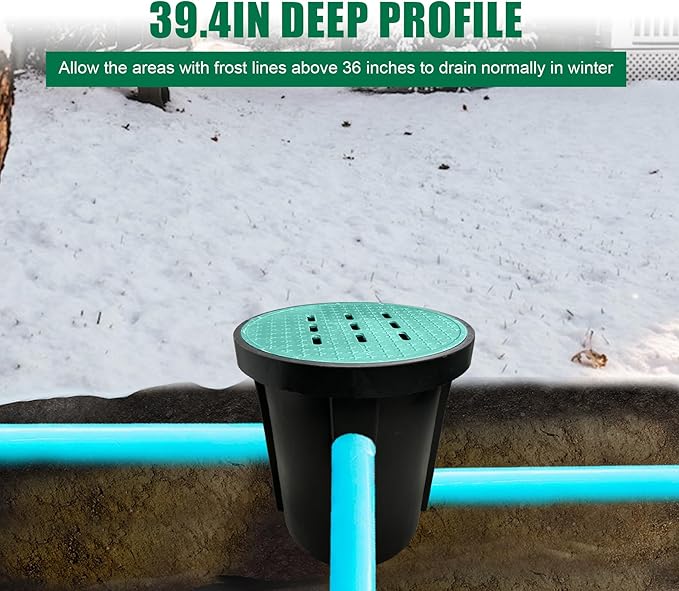 Catch Basin with Fiber Glass Grate-25x25x40 in. Round Catch Basin for Drainage with Debris Basket,French Drain Catch Basin Without Reserved Hole for Yard,Downspout,Lawn,Municipal Pipeline