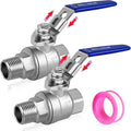 Boltigen 1 inch Full Bore Ball Valve with Locking Device & Long Handle, 2Pack Heavy Duty Stainless Steel Shut Off Valves with Female to Male NPT Thread Full Flow Port, 1000WOG Control Valve Fitting