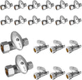 20-Pack Foskan 1/4 Turn Compression Straight Shut off Valve,Straight Stop Valve 1/2" NOM (5/8" OD) x 3/8" OD,Chrome Plated Brass