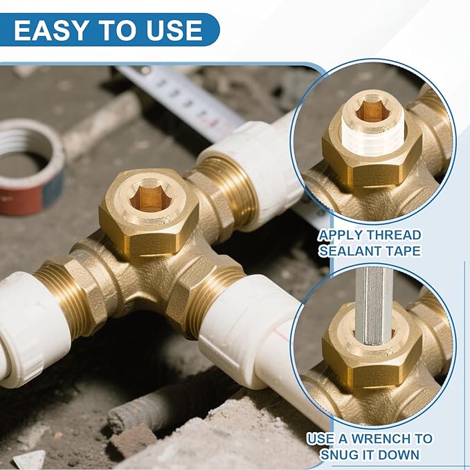 PATIKIL 3/8" BSP Male Pipe Plug Fitting, 10Pcs Brass Hex Counter Sunk Plug Brass Male Connector Socket for Closing the End of Pipe Industrial Machinery Fittings