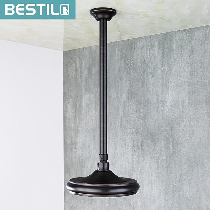 BESTILL 16 Inch Ceiling Mount Rain Shower Head Arm and Flange, Oil Rubbed Bronze