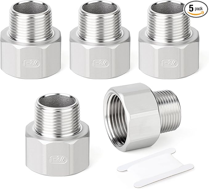 TAISHER 5PCS 304 Stainless Steel Pipe Fitting, Reducer Adapter, 3/4" NPT Male x 1" NPT Female