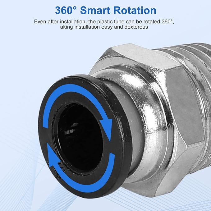 10 Pcs Push-to-Connect Fittings 1/4 Inch Tube OD x 1/4 Inch NPT Thread Pneumatic Male Straight Quick Connect Air line fittings…