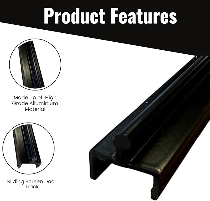 KC Hardware Aluminium Sliding Screen Door Bottom Track, Patio Door Track Replacement, Sliding Door Track Repair- 72 Inches (Black)