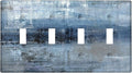 Blue Grey Light Switch Cover 4 Gang Toggle Decorative Wall Switch Plates Abstract Art Wallplates for Kitchen Outlets Cover Bedroom Decor