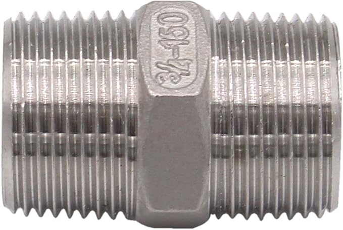 Hex Nipple 3/4 Inch Male NPT Stainless Steel 304 Threaded Pipe Fitting for Brew Kit, Home Piping Application, Compatible for DERNORD