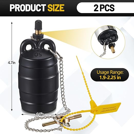 Nuanchu 2 Pieces 2 Inch Inflatable Pipe Ball Plug Pressure Test Rubber Black Plumbing Toilet Drain Test Plug
