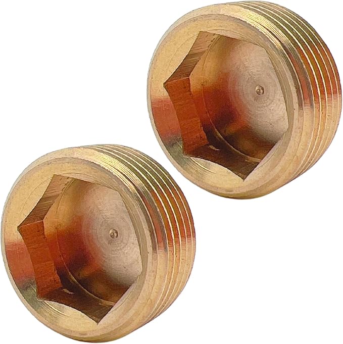 2pcs 1/2" NPT Male Brass Pipe Plug Counter Sunk Internal Hex Head by CX WONDERLAND