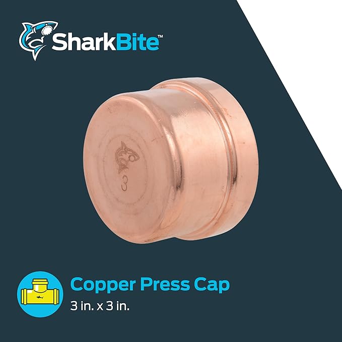SharkBite 3 Inch End Cap, Copper Press Plumbing Fitting, UPR0479
