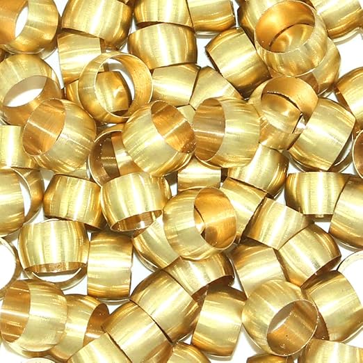 Beduan Brass Compression Fitting, Compression Sleeve Fitting Sleeve Ferrules 5/32" Tube OD (Pack of 40)