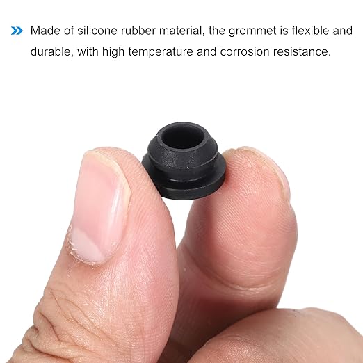 MECCANIXITY 20Pcs Snap Rubber Grommet Plug Mount Dia 8mm ID 5.5mm Narrow Groove Width 2mm Seal Anti-Scratch for Electrical Box Cable Pipes Black