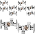 10-PCs HeSun Dual Shut Off Angle Valve, 1/2" FIP x 3/8" OD x 3/8" OD Compression, 1/4-Turn Stop Valve with 2 Shut Offs, PEX Chrome Plated Brass(VALVE140-10)