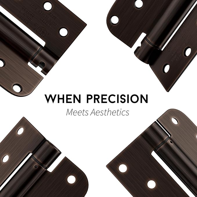 goldenwarm 6pack Oil Rubbed Bronze Door Hinges 4 Inch Self Closing Spring Door Hinge with Square & 5/8" Radius Corners - Adjustable Door Closing, Residential & Heavy-Duty Hardware