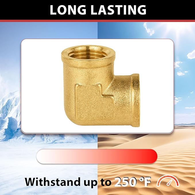 (Pack of 2) EFIELD 3/4" FNPT X3/4" FNPT 90 Degree Barstock Street Elbow, Female to Female Brass Pipe Fittings,(NPT115)