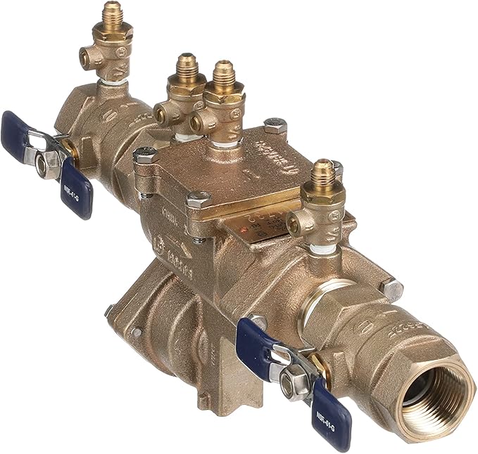 Febco LF860 Series 1" Lead-Free Bronze Reduced Pressure Zone Backflow Preventer Assembly, Quarter Turn Shutoff, Small Diameter, Spring-Loaded Check Valves, Water Line and Irrigation System