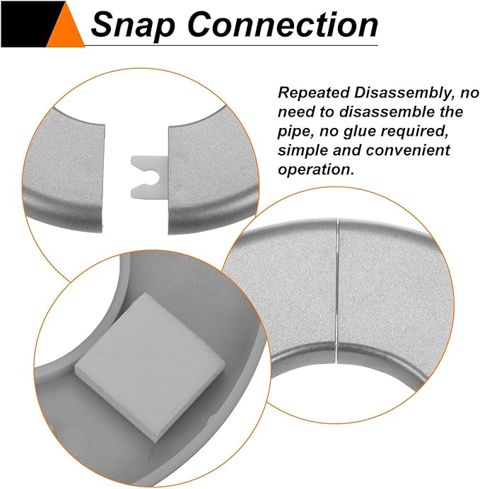 HARFINGTON 2pcs Wall Split Flange 51mm/2" Self-Adhesive Plumbing Cover Plates ABS Plastic Round Escutcheon Plate Buckle Design for Water Pipe Bathroom Kitchen Decoration, Gray