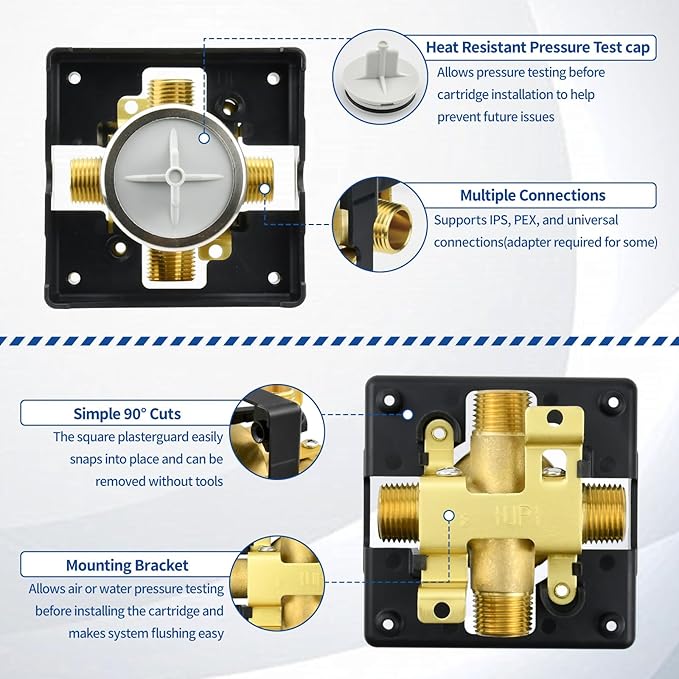 R10000-UNBX Shower Valve Body for Delta MultiChoice Universal Tub and Shower Trim Kits, Fits 13, 14, 17, and 17T Series Single-Function or Dual-Function Trim, Rough-In Valve (No Stops)