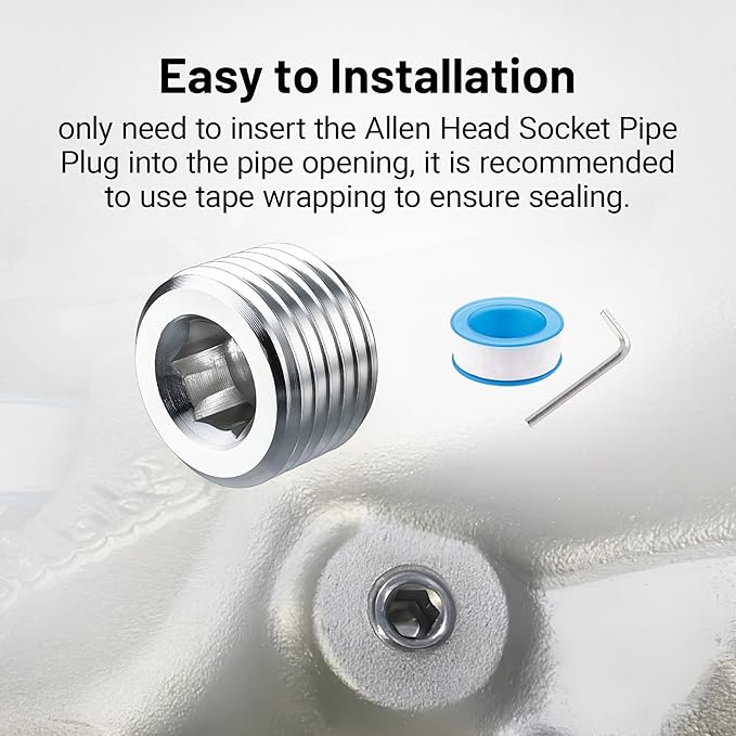 EVIL ENERGY 1/8" NPT Plugs Aluminum Socket Allen Head Silver, Pack of 2