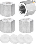uxcell 6pcs Hex End Cap 304 Stainless Steel Nut with Washer, G1/8" Female Thread Pipe Fitting, Gas Line Water Line Stop Valve Cap Tubing Ends for Plumbing Fittings, Silver Tone
