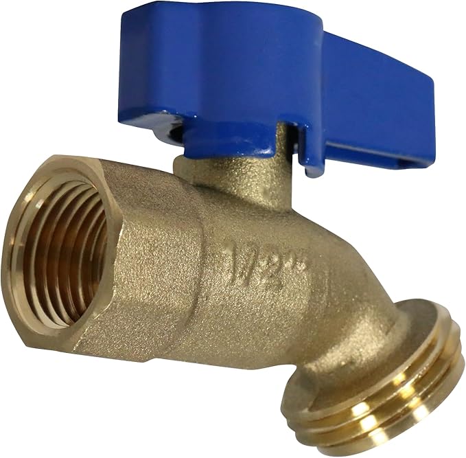 1 Piece XFITTING 1/2'' Female Threaded X 3/4'' Garden Hose Threaded Hose Bibb No-Kink, 1/4 Turn, Brass, Water or Oil