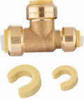 EFIELD Push-Fit Fitting 3/4" X1/2" X 3/4" Tee to Connect Pex, Copper, CPVC Pipe with Two Size Disconnect Tool Clips,(PF128)