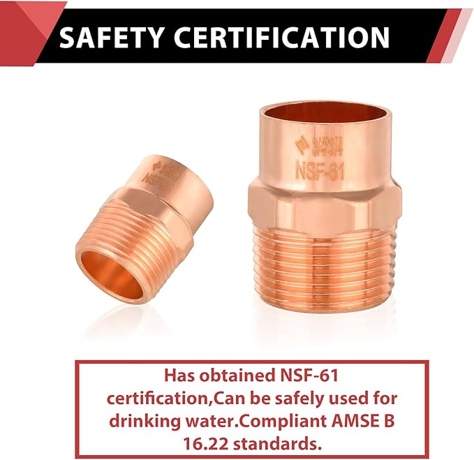 (Pack of 10) EFIELD 3/4-Inch Copper Male Adapter C x MNPT, LF Copper Plumbing Fittings with Sweat Solder X MNPT Connection,(COPPER061)