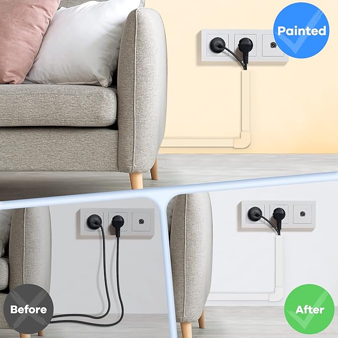 126in Cord Hider Kit, ZhiYo Cord Covers for Wall Mounted TV, Paintable Wire Cover for Cords, TV Cable Hider Wall Kit, Cable Cover Wire Management, White Cord Concealer, 8 x L15.7in W0.95in H0.55in