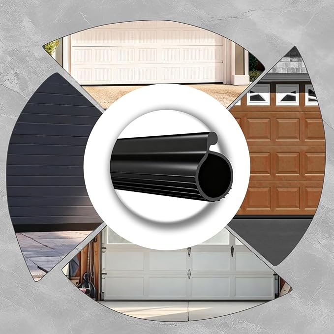 16.8 Ft Draft Blocker Garage Door Seal, 0.19" P-Type Bottom Weatherstrip Seal, TPE Rubber for Energy Saving, Noise & Dust Reduction, Easy DIY Install, All Season Protection
