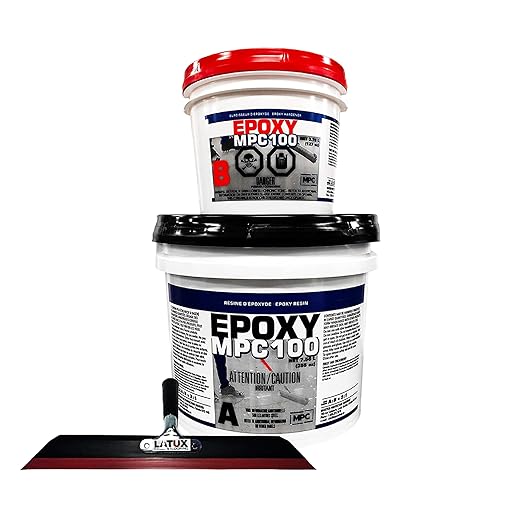 MPC-100 3-Gallon Epoxy-Resin Kit and 20-Inch LATUX Squeegee Trowel, Floor Epoxy Kit or Countertop Epoxy Kit for Industrial and Commercial Use