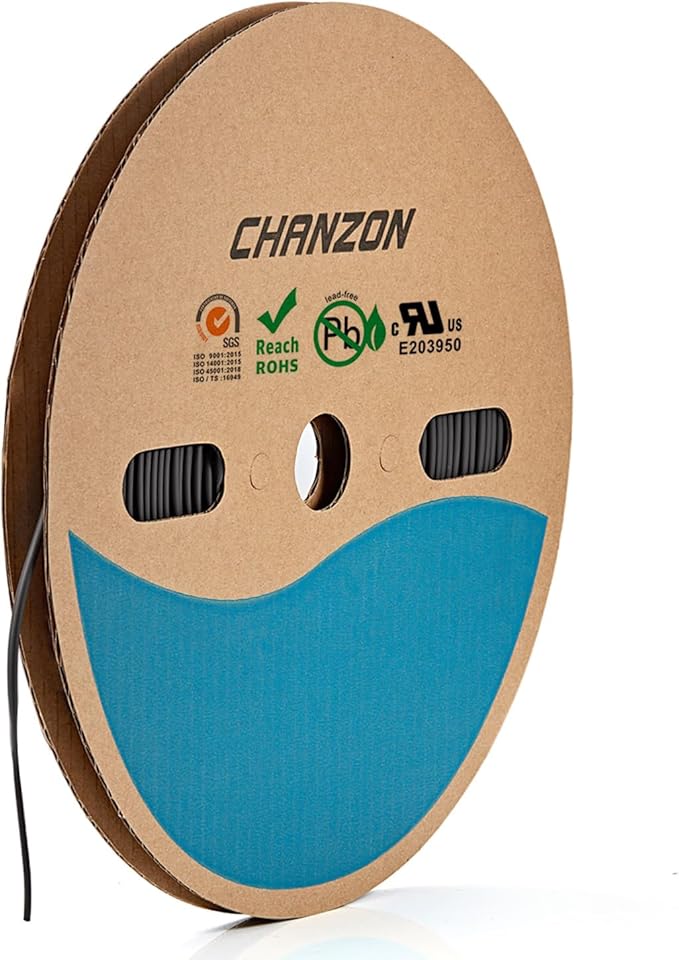 Chanzon 3:1 Ratio - 80ft Roll - Heat Shrink Tubing 3/32" (2.4mm) - Marine Grade Waterproof Adhesive Lined - (25M Total Length) Black Polyolefin Sleeving Wrap Shrinking 3 to 1 Ratio 1pcs