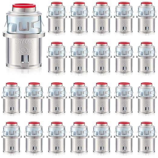 25 Pack Metal-Clad Cable Connectors, 3/8" Snap in Connectors Zinc Electrical Conduit Cable Connector for Steel and Aluminum Cables, Knockout Size 1/2'' Steel Construction