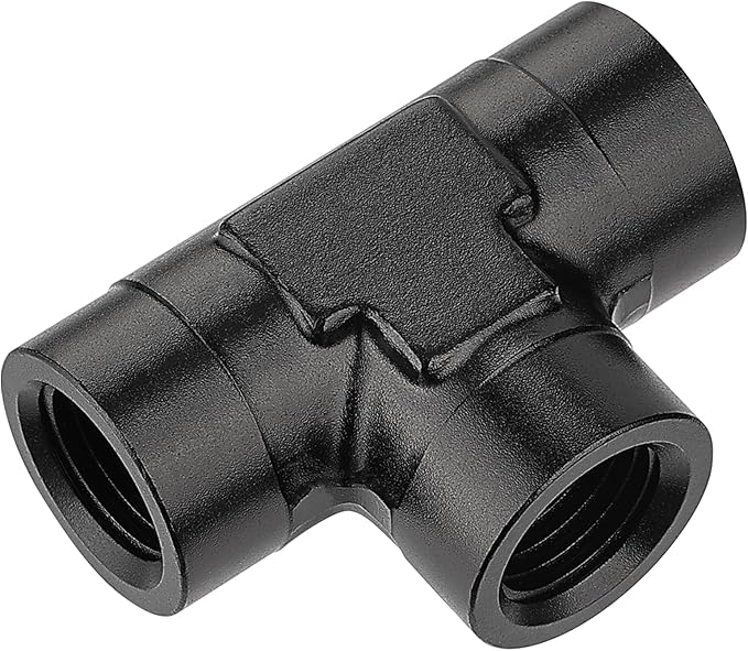 EVIL ENERGY 1/4 NPT Female Tee Fitting Adapter T Union Aluminum Black