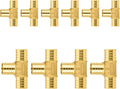 10-Pack PEX Fittings Niikappu 1"x1"x1" Pex Tee, Brass Crimp Pipe Fittings for PEX Pipes, ASTM F1807