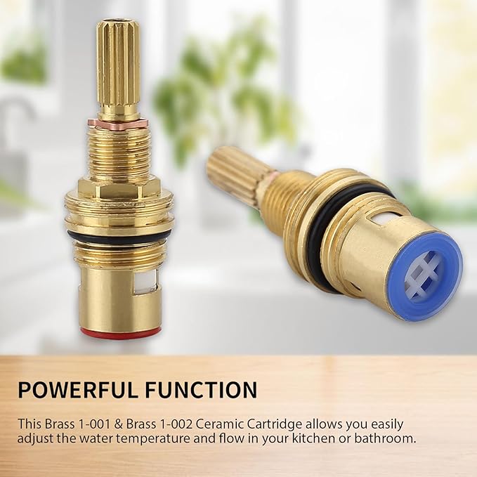 Brass 1-001 & Brass 1-002 Ceramic Disc Cartridge, Replacement Hot Cold Widespread Cartridge, Cold & Hot Widespread Faucet Replacement Cartridge