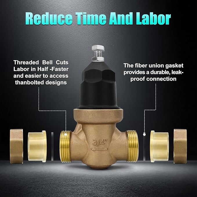 3/4" NR3XL Pressure Reducing Valve With Double Union FNPT Connection,Water Savings And Energy Savings,Primarily Used In Residential Settings And Public Entrances