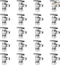 20-Pack EFIELD Angle Stop Valve 1/2" Nominal (5/8" OD) Compression x 3/8" OD, 1/4-Turn, Chrome Plated,(VALVE116-20PCS)
