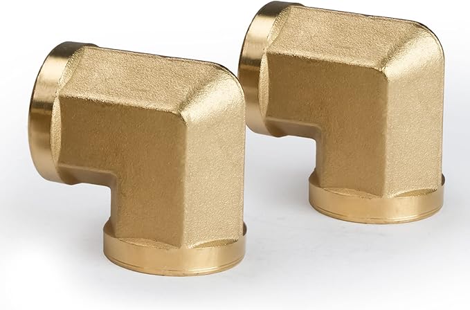 U.S. Solid 2pcs 90 Degree Barstock Street Elbow Brass Pipe Fitting (3/8" NPT Female x 3/8" NPT Female)
