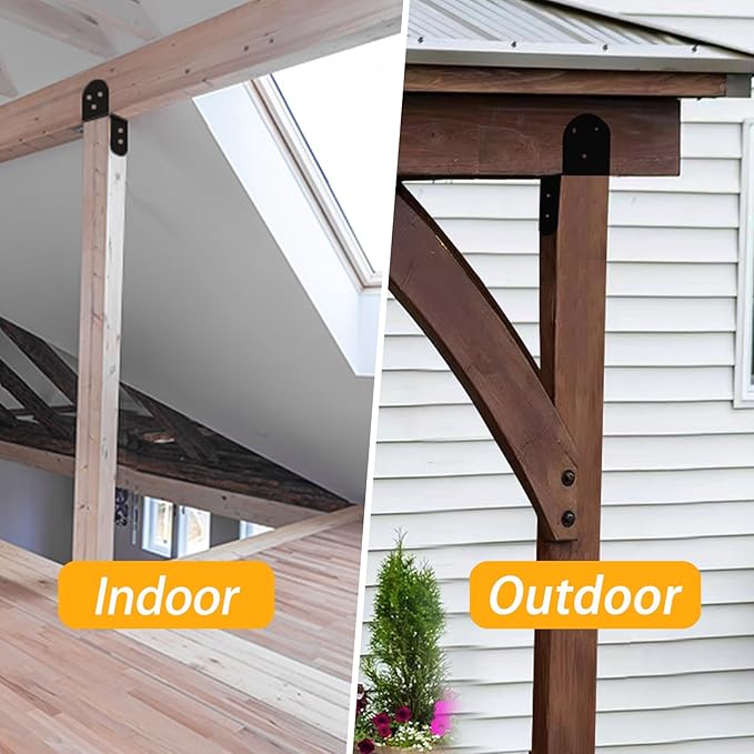 4 Pcs 2"x 4" Deck Post Caps Tie Brackets ,Ineer Size(1.6"x 3.6") 14 Gauge Post Base Steel Post Anchor Connector Support Fence Post Brackets for Posts to Wood