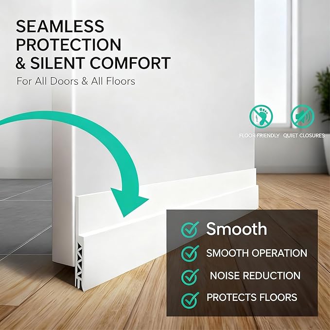 2 Pack Door Draft Stopper for Bottom of Door, 39" Silicone Weather Stripping Door Seal Strip, Self Adhesive Door Sweep Noise and Dust Blocker, Energy Saving Under Door Draft Blocker for Home & Garage
