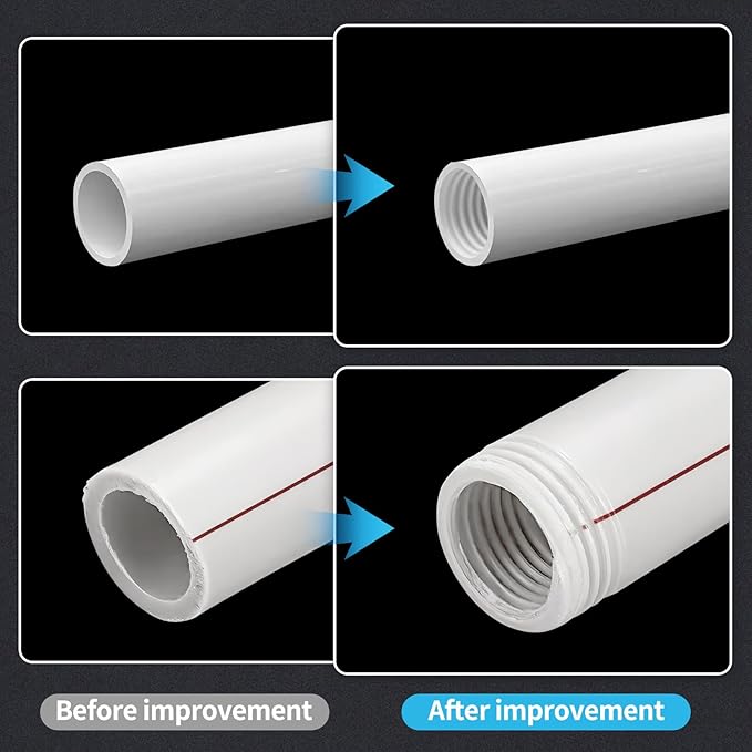 2PCS PVC Pipe Threader Kit - Dual-Function Internal & External Pipe Threading Tool for 1/2"& 3/4" PVC/Plastic Pipes
