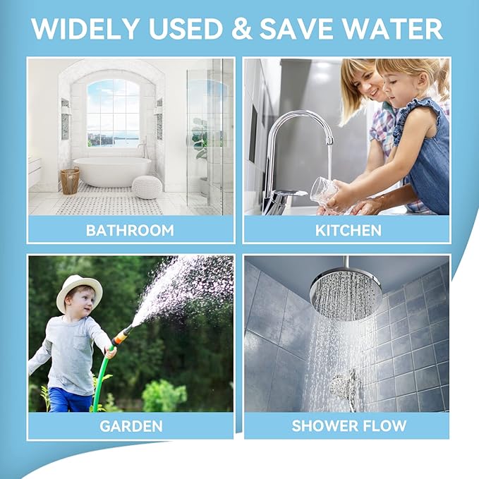 7 Shower Flow Reducer Limiter Set, Water Flow Saver Adapter: Flow Reducer Limiter- 1/2 Inch Flow Restrictor, Control Valve for Fixed Shower Head Handheld Shower 1.2/1.5/1.8/2/ 2.2/2.5 GPM