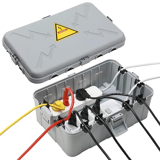 Hrensaw Large Outdoor Electrical Box(12.5x8.5x5inch),IP54 Waterproof Outdoor Outlet Covers,Weatherproof Extension Cord Covers Protect Outlet,Plug,Timer,Power Strip,Holiday Light,Grey