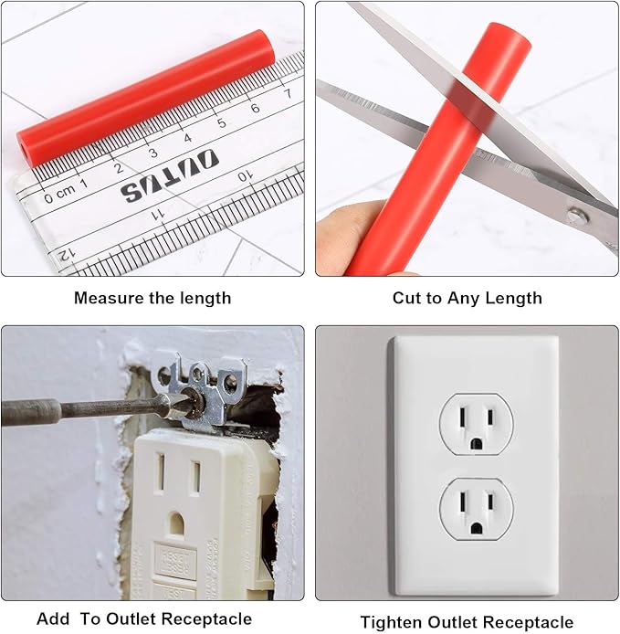64 Pieces Electrical Outlet Spacers Electrical Outlet Box Extender Kit Includes 16 Pcs 3 Inch Switch and 48 Pcs 1-1/2 Inch 6-32 Thread Flat Head Device Mounting Long Screws (Red)