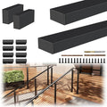 2Pack 8FT T304 Stainless Steel Handrails Black with Extension Connectors End Cap Kits for Cable Railing System Posts Kit, Cuttable Rectangular Handrails Flat Top Rail - 2.36" W x 1.18" H