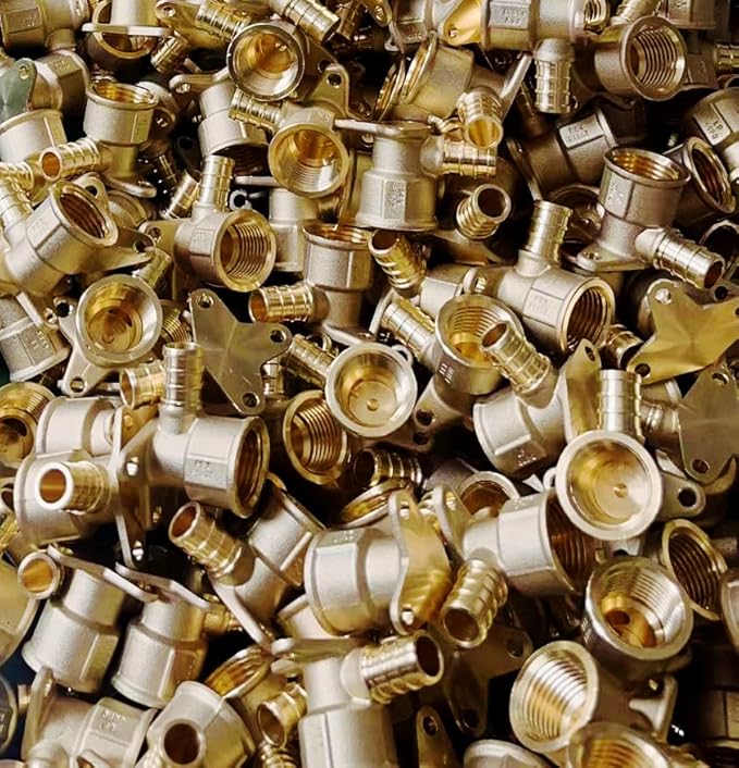 100-Pack EFIELD Barb Crimp Pex 1/2 Inch x 1/2 Inch Female NPT Drop-Ear Elbow Brass Fittings, ASTM F1807,(PEX1807260-100PCS)