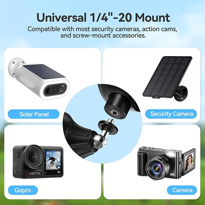 Magnetic Wall Mount for Security Cameras, Universal 1/4″ Screw, Adjustable Angle, Strong Magnet, No-Drill, Indoor/Outdoor, Tabletop & Wall Cameras, Compatible with Ring, Arlo, Wyze(Black, 2 Pack)