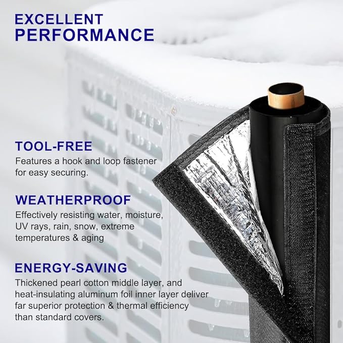 HVAC Copper Pipe Insulation Cover with UV Resistant Tape, AC Pipe Insulation Covers for Outside, Copper Line Insulation Sleeve for Central Air Conditioning Mini Splits, 72''x10.2'', 600D Oxford
