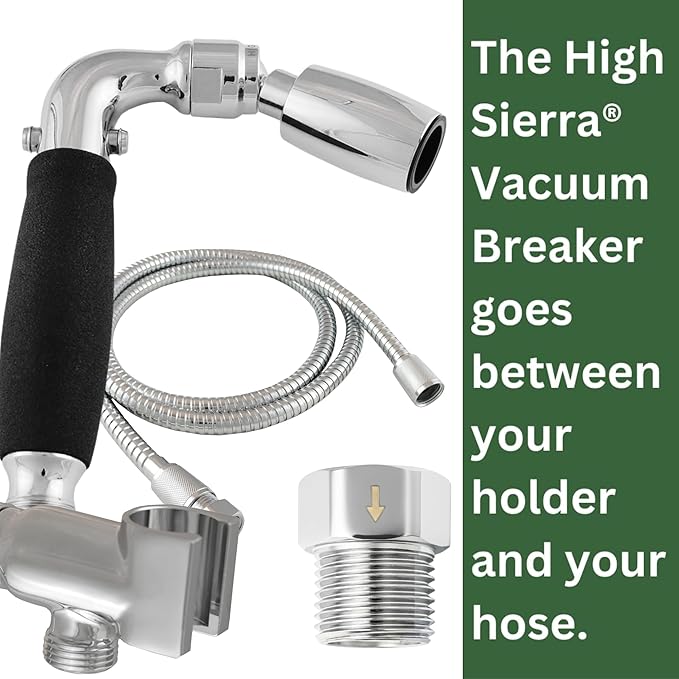 High Sierra® - Solid Metal Certified Vacuum Breaker and Backflow Preventer for Handheld Shower Heads - Matte Black Finish