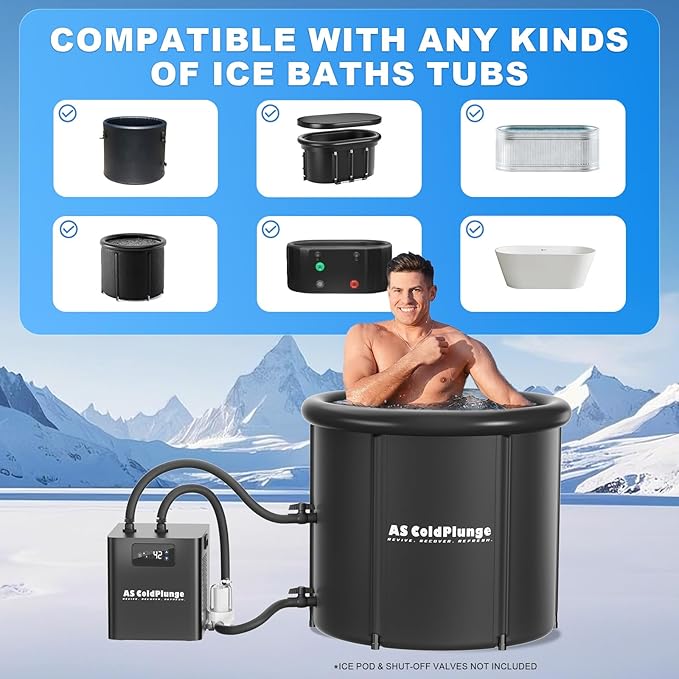Ice Bath Water Chiller for Cold Plunge Tubs, 1/3 HP Upgraded Cold Plunge Chiller with External Filter Water Pump, Ideal for Cold Plunge Recovery Ice Bath Tub Home 110V Cooling Chiller
