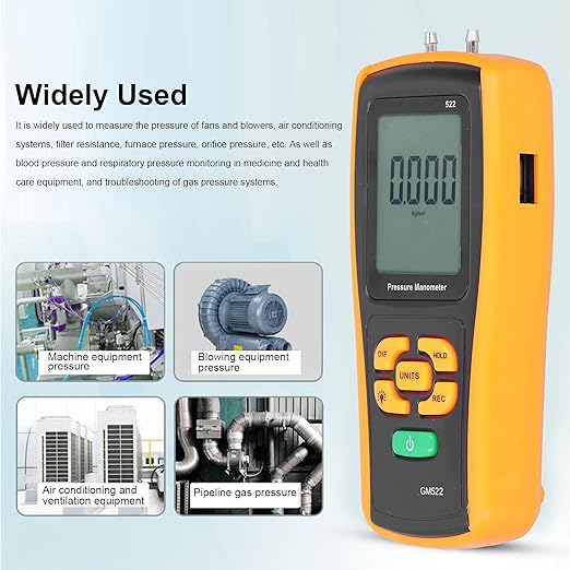 Digital Differential Pressure Manometer Air Pressure Meter with USB Interface for HVAC Fans Blowers Filter Resistance Measurement